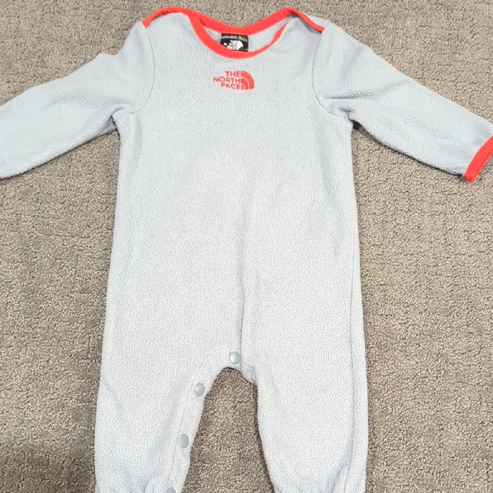 The North Face Kids One Piece in Light Gray and Coral
